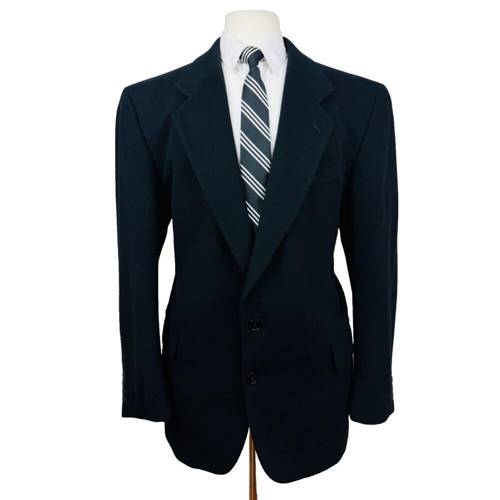 ZYLOS Mens 46R Black Super Soft Thick Cashmere Blazer Sport Coat Suit Jacket